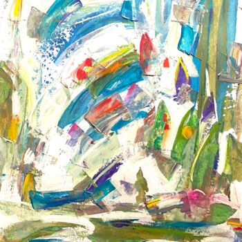 Картина под названием "Mouvement dans une…" - Regine Blot, Подлинное произведение искусства, Акрил Установлен на Деревянная…