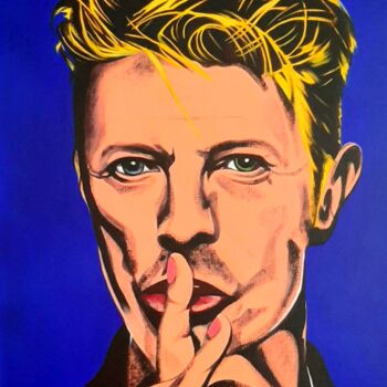 Painting titled "DAVID BOWIE (POP AR…" by Régine Guthmann, Original Artwork, Acrylic Mounted on Wood Stretcher frame