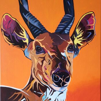 Painting titled "ZOE L'ANTILOPE" by Régine Guthmann, Original Artwork, Acrylic