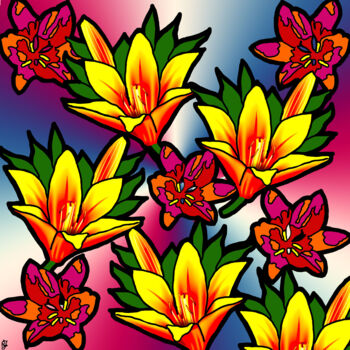 Arte digitale intitolato "Blüten" da Regine Jonas, Opera d'arte originale, Lavoro digitale 2D