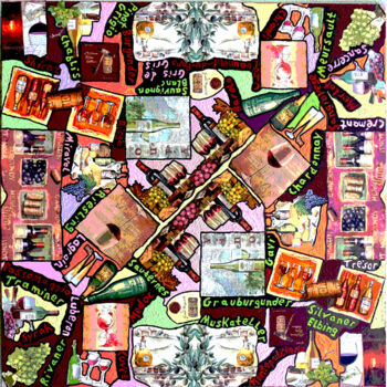 Collages intitulée "Mandala Wein" par Regine Jonas, Œuvre d'art originale, Collages