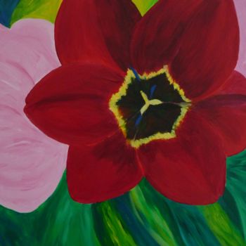 Pittura intitolato "tulipe" da Régine Ledanois, Opera d'arte originale, Acrilico