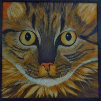 Peinture intitulée "portrait de chat" par Régine Ledanois, Œuvre d'art originale, Huile