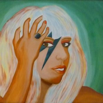 Malerei mit dem Titel "Lady Gaga (2012)" von Régine Ledanois, Original-Kunstwerk, Acryl