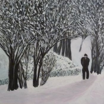 Schilderij getiteld "promenade hivernale" door Régine Ledanois, Origineel Kunstwerk, Acryl