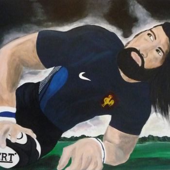 Peinture intitulée "Rugbyman" par Régine Ledanois, Œuvre d'art originale, Acrylique