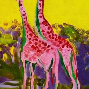Peinture intitulée "savane colorée" par Régine Ledanois, Œuvre d'art originale, Acrylique