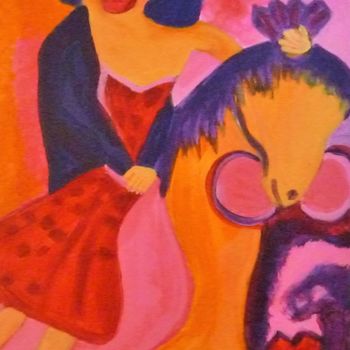 「hommage à Chagall 2」というタイトルの絵画 Régine Ledanoisによって, オリジナルのアートワーク, アクリル