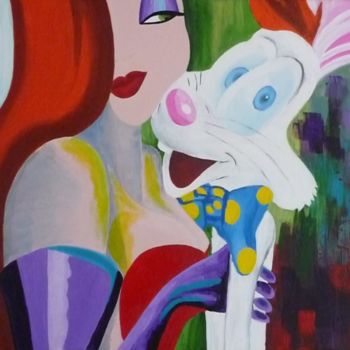 Painting titled "Jessica et Roger" by Régine Ledanois, Original Artwork, Acrylic