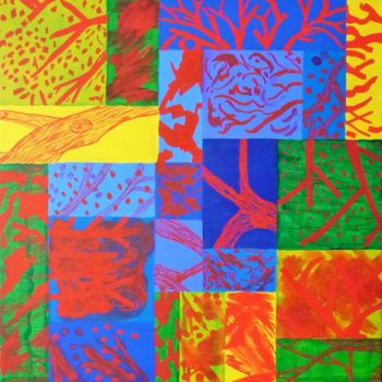 Malerei mit dem Titel "arbres et forêts n°3" von Régine Ledanois, Original-Kunstwerk, Acryl