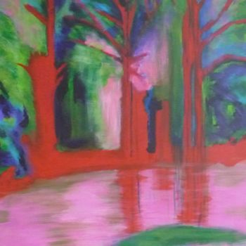 Schilderij getiteld "arbres aux lianes" door Régine Ledanois, Origineel Kunstwerk, Acryl