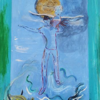 Painting titled "Danser sur les flot…" by Régine Mazion, Original Artwork, Gouache
