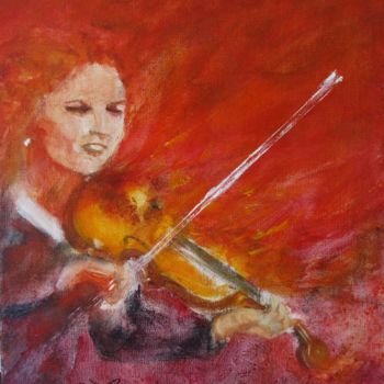 Painting titled "violon d'Irlande" by Navema, Original Artwork, Acrylic Mounted on Wood Stretcher frame