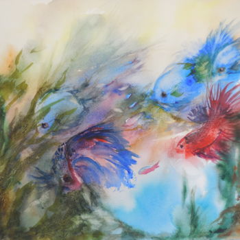 Peinture intitulée "Aquatique" par Navema, Œuvre d'art originale, Aquarelle