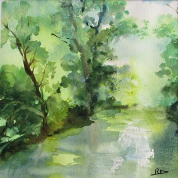 Painting titled "Marais poitevin" by Navema, Original Artwork, Watercolor