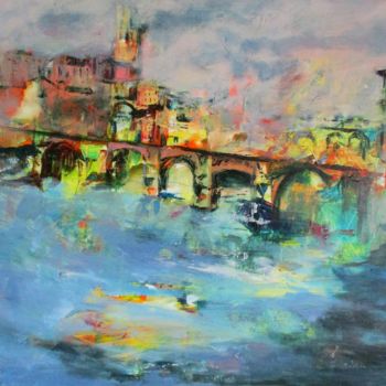 Painting titled "Albi" by Navema, Original Artwork, Acrylic Mounted on Wood Stretcher frame
