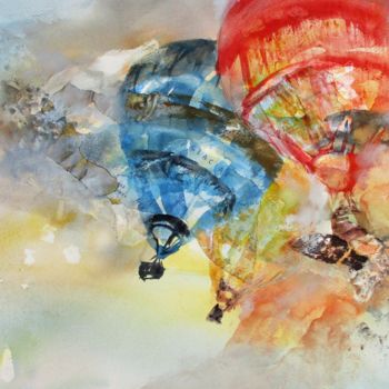 Peinture intitulée "L'envol des montgol…" par Navema, Œuvre d'art originale, Aquarelle