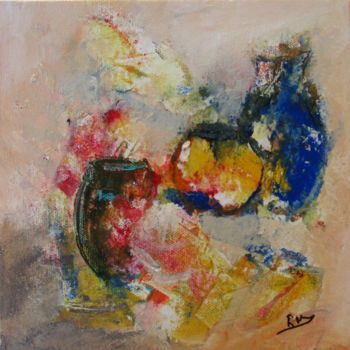 Painting titled "Les vases I" by Navema, Original Artwork, Acrylic Mounted on Wood Stretcher frame