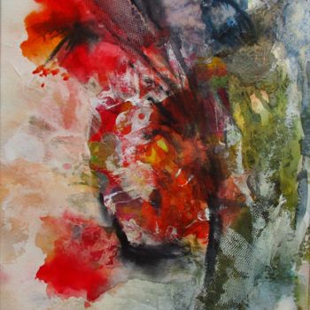 Pintura intitulada "L'hibiscus" por Navema, Obras de arte originais, Aquarela