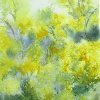 Malerei mit dem Titel "Les mimosas I" von Navema, Original-Kunstwerk, Aquarell