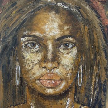 Картина под названием ""METISSE"" - Régine Peltier, Подлинное произведение искусства, Масло Установлен на Деревянная рама дл…