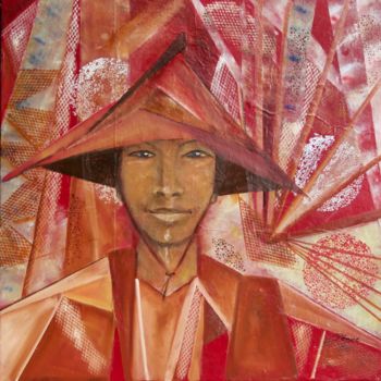 Pintura titulada ""SOURIRE D ASIE"" por Régine Peltier, Obra de arte original, Oleo
