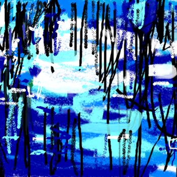 Arte digitale intitolato "Lumières  bleues" da Rev, Opera d'arte originale, Pittura digitale