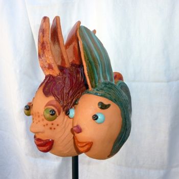Sculpture intitulée "Couple Mimi et Toto…" par Regine Oger, Œuvre d'art originale