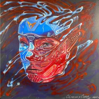 Painting titled "Binoic Born" by Régis Fauquet, Original Artwork, Acrylic Mounted on Wood Stretcher frame