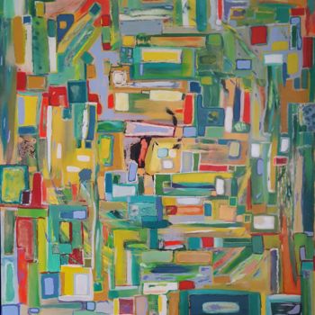 Картина под названием "Cubes A. N°42" - Regis Le Scraigne, Подлинное произведение искусства, Акрил
