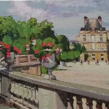 Ζωγραφική με τίτλο "Jardin du Luxembour…" από Régis Pettinari, Αυθεντικά έργα τέχνης, Λάδι Τοποθετήθηκε στο Ξύλινο φορείο σκ…