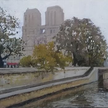 Painting titled "Notre Dame" by Régis Pettinari, Original Artwork, Oil