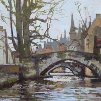 Peinture intitulée "Bruges" par Régis Pettinari, Œuvre d'art originale, Huile