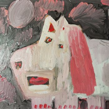 Pittura intitolato "chien blanc" da Régis Duprat, Opera d'arte originale, Acrilico