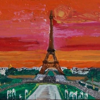 Картина под названием "Tour Eiffel et Cham…" - Régis Testard, Подлинное произведение искусства, Масло