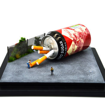 Skulptur mit dem Titel "Fumer tue" von Régis Gomez., Original-Kunstwerk, Metalle