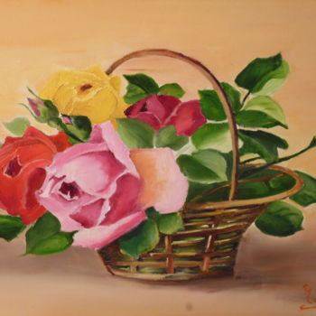 「panier de roses」というタイトルの絵画 Reineによって, オリジナルのアートワーク