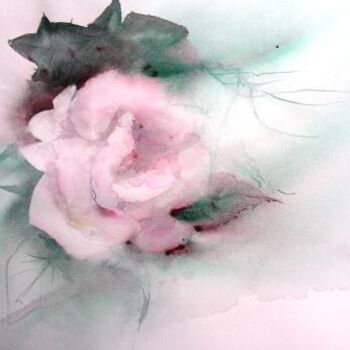 Painting titled "rose pivoine" by Reine-Marie Pinchon, Original Artwork