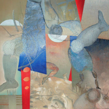 Malerei mit dem Titel "Einige Knie" von Reiner Makarowski, Original-Kunstwerk, Öl