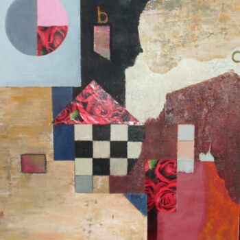 拼贴 标题为“bc with roses” 由Reiner Makarowski, 原创艺术品, 拼贴