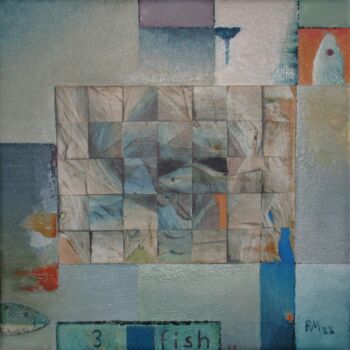 Collages titled "with three fish" by Reiner Makarowski, Original Artwork, Collages