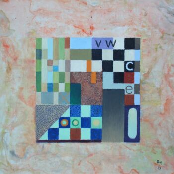 Malerei mit dem Titel "VWCE im Quadrat" von Reiner Makarowski, Original-Kunstwerk, Öl