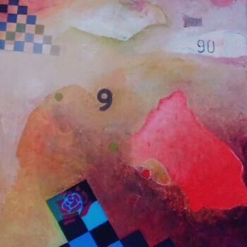 Painting titled "9090 with rose" by Reiner Makarowski, Original Artwork, Oil