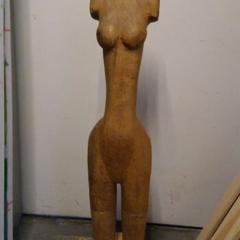 Skulptur mit dem Titel "Torso junges Mädchen" von Reiner Poser, Original-Kunstwerk, Holz