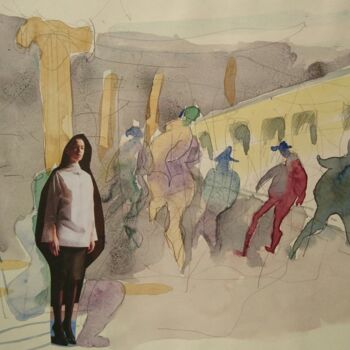 Collages intitolato "In der Metro" da Reiner Poser, Opera d'arte originale, Collages