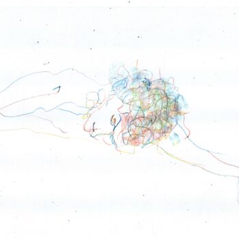 Disegno intitolato "Schlafende" da Reiner Poser, Opera d'arte originale, Matite colorate