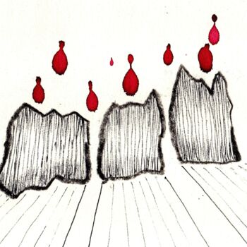 Rysunek zatytułowany „Bowlingcrew” autorstwa Reiner Poser, Oryginalna praca, Węgiel drzewny