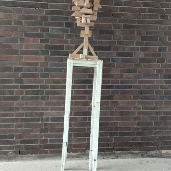 Skulptur mit dem Titel "Head like" von Reiner Poser, Original-Kunstwerk, Holz