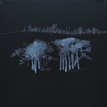 Drawing titled "Trees at midnight" by Reiner Poser, Original Artwork, Chalk