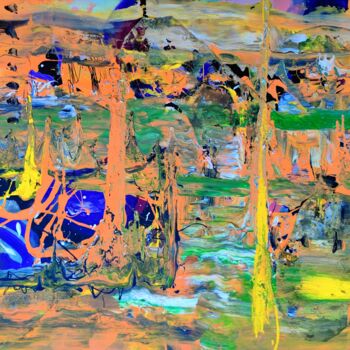 Картина под названием "In the forest" - Reiner Poser, Подлинное произведение искусства, Акрил Установлен на Деревянная панель